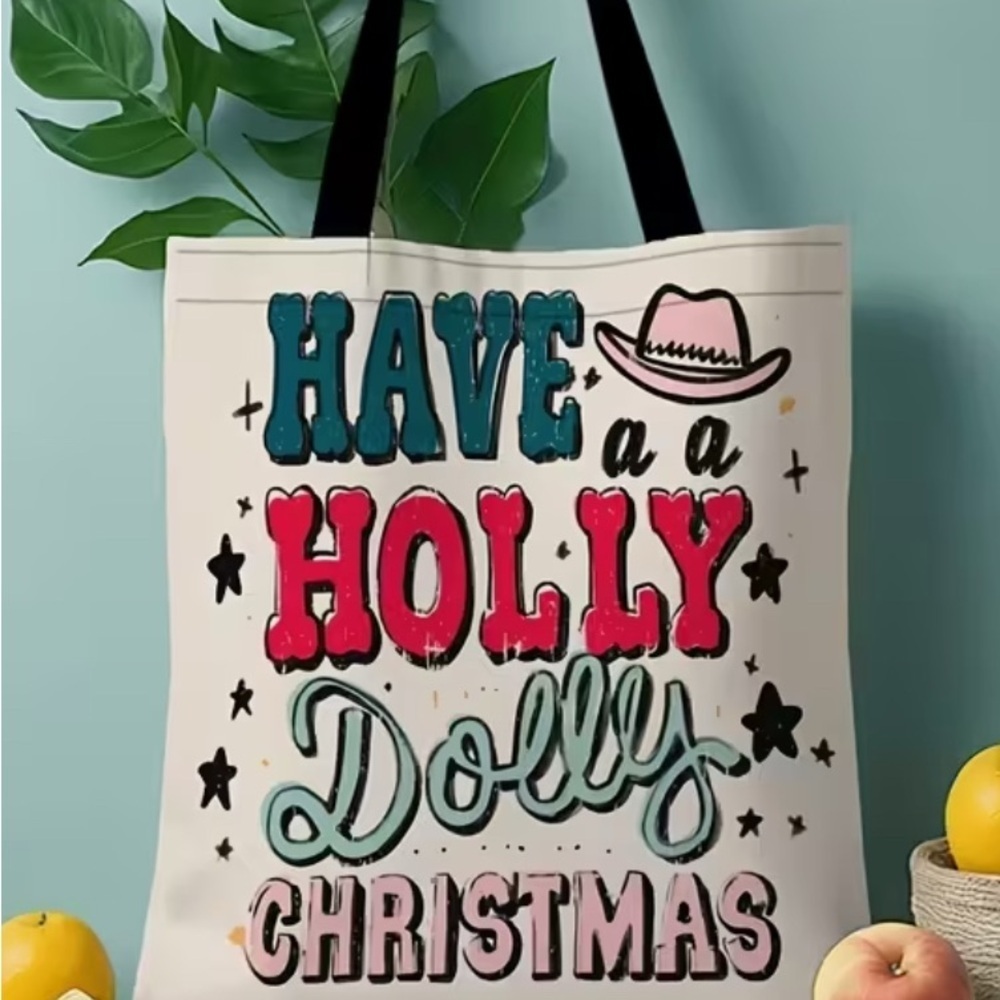 Holly Dolly Christmas Tote Bag - Picture 2 of 5